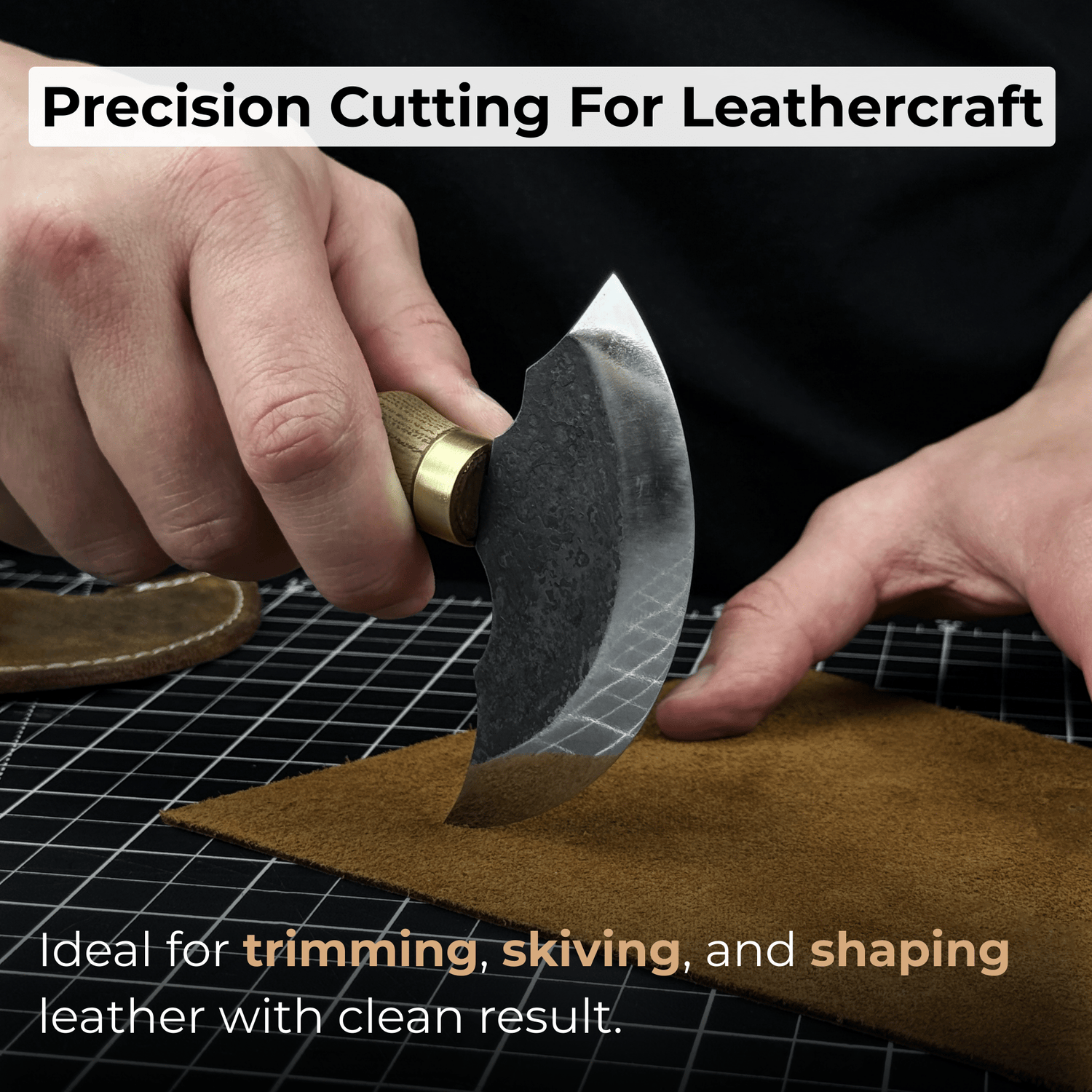Leather Round Knife, 10 cm (3.9 inches)