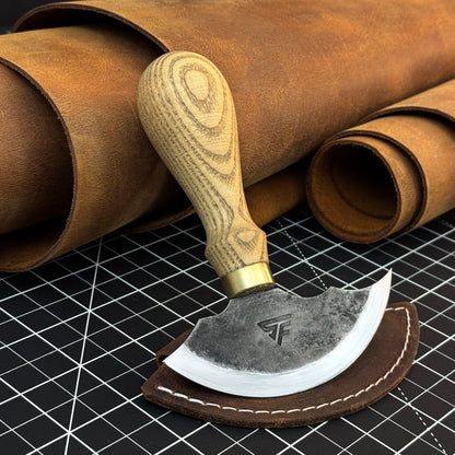Leather Round Knife, 10 cm (3.9 inches)