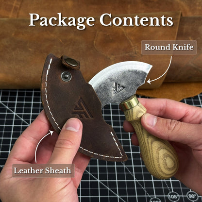 Leather Round Knife, 10 cm (3.9 inches)