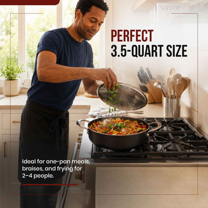 Ceramic Nonstick Sauté Pan with Lid, 3.5-Qt