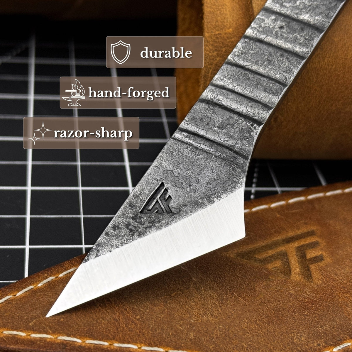 Marking Knife Kiridashi with leather sheath, 4 cm (1.57 inches)