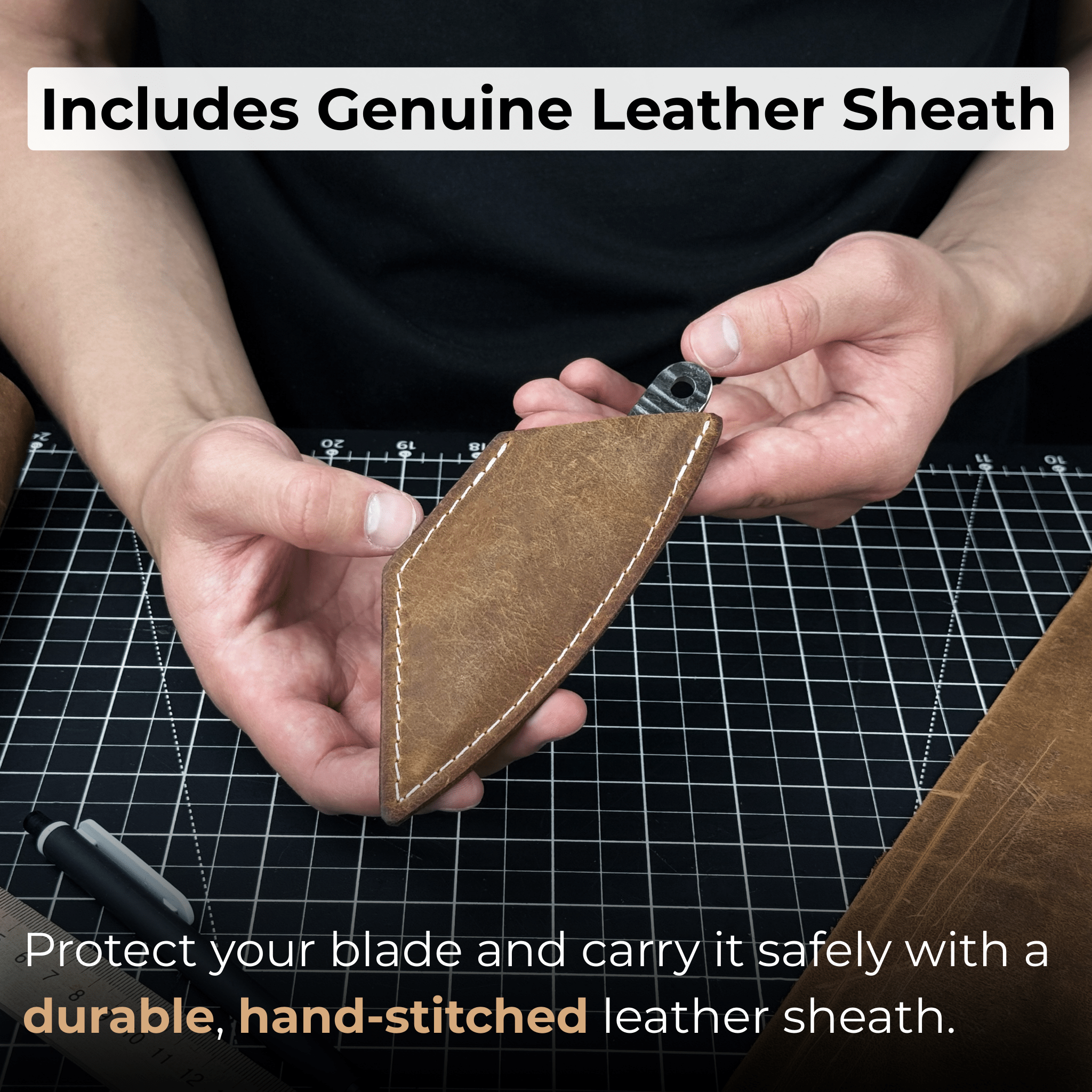 Marking Knife Kiridashi with leather sheath, 4 cm (1.57 inches)