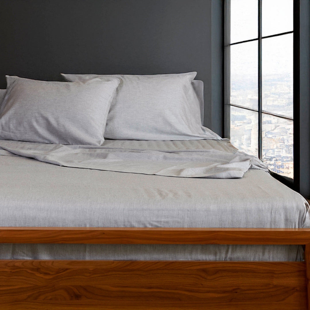 Bamboo Cotton Bed Sheets - Silver