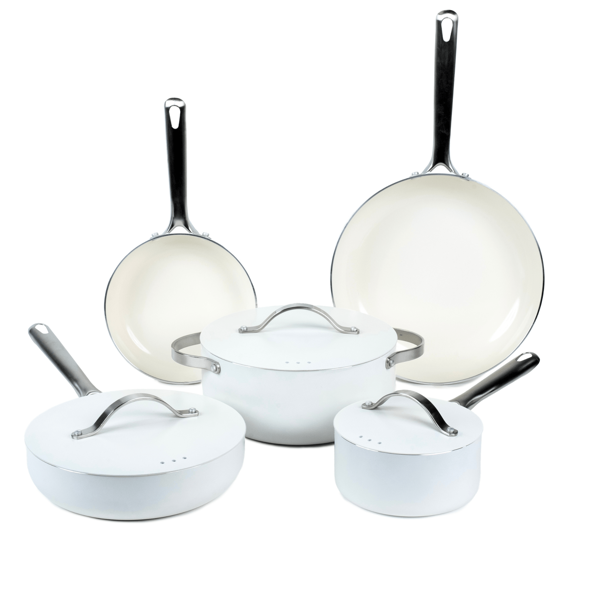 Mobi 8-Piece Ceramic Cookware Set | Cannoli Cream