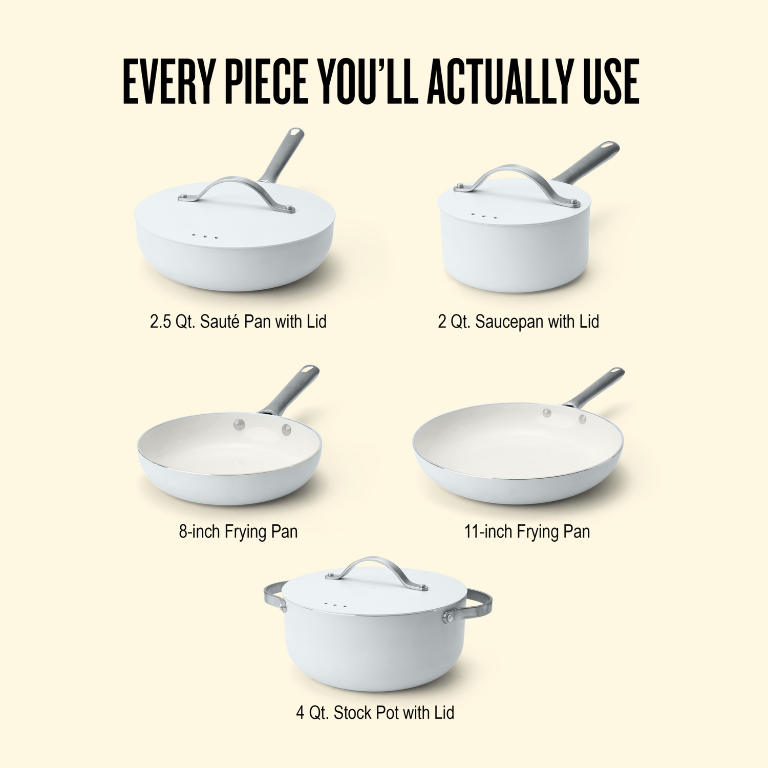 Mobi 8-Piece Ceramic Cookware Set | Cannoli Cream