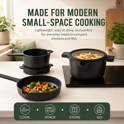 Stackable Nonstick Cookware Set, 5-Piece