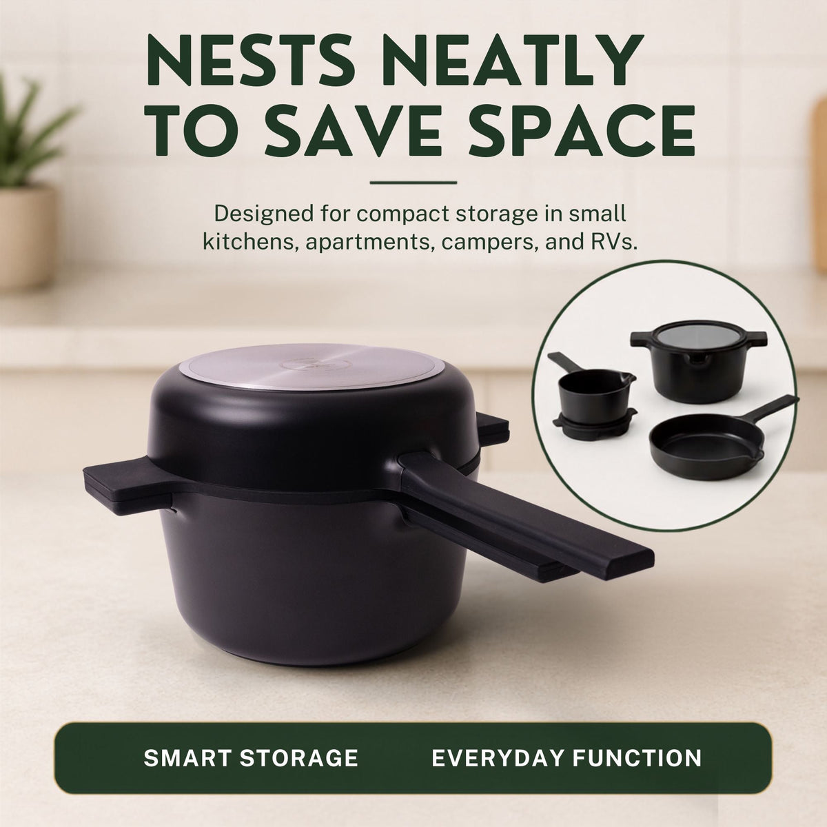 Stackable Nonstick Cookware Set, 5-Piece