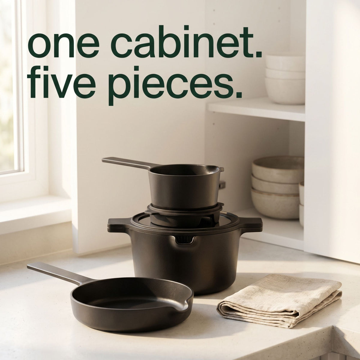 Stackable Nonstick Cookware Set, 5-Piece