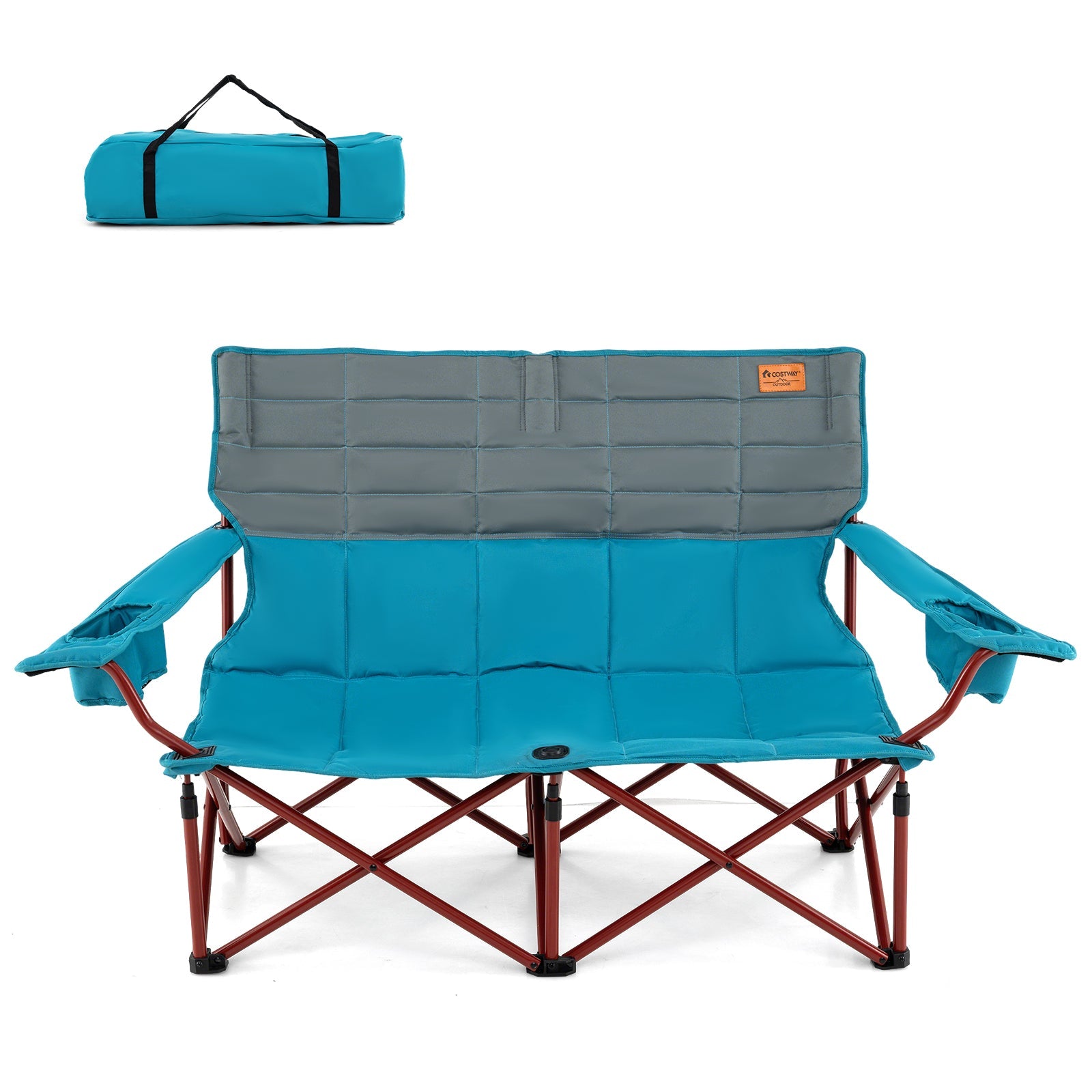 Oversized Camping Chair Folding Loveseat Camping Couch with Cup Holders &amp; Thick Padding