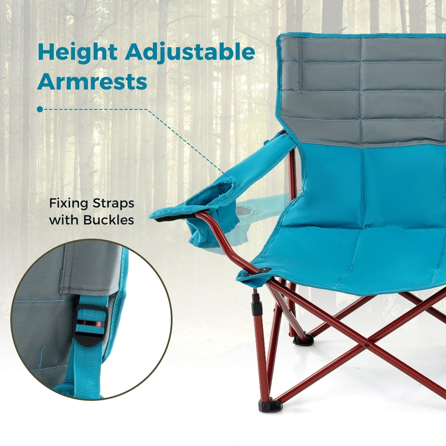 Oversized Camping Chair Folding Loveseat Camping Couch with Cup Holders &amp; Thick Padding