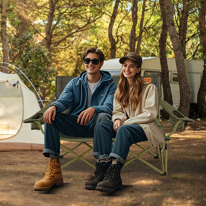Oversized Camping Chair Folding Loveseat Camping Couch with Cup Holders &amp; Thick Padding