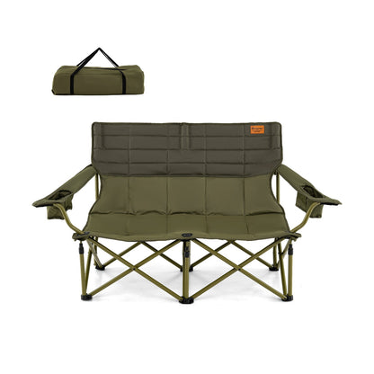 Oversized Camping Chair Folding Loveseat Camping Couch with Cup Holders &amp; Thick Padding
