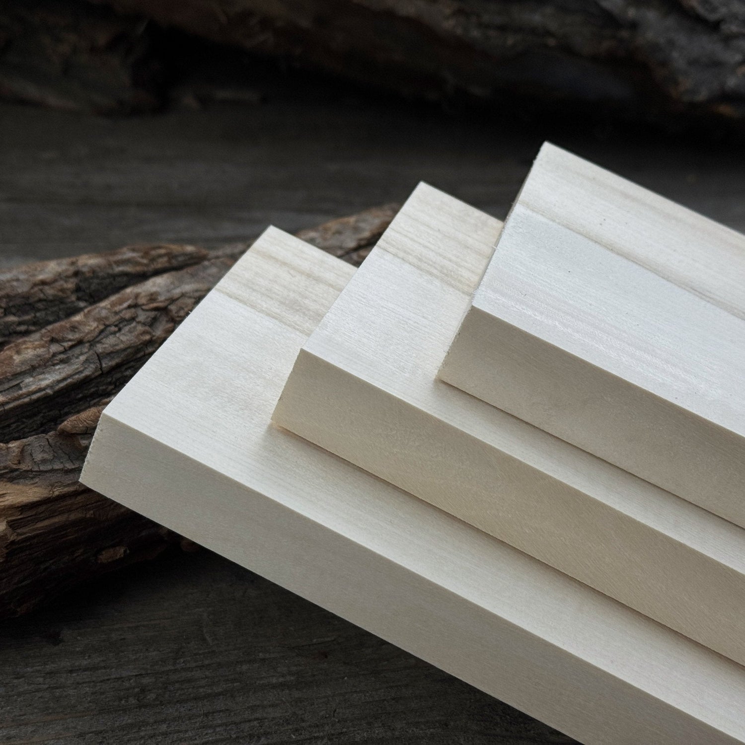 Set of 3 Flat Linden Wood Carving Blanks