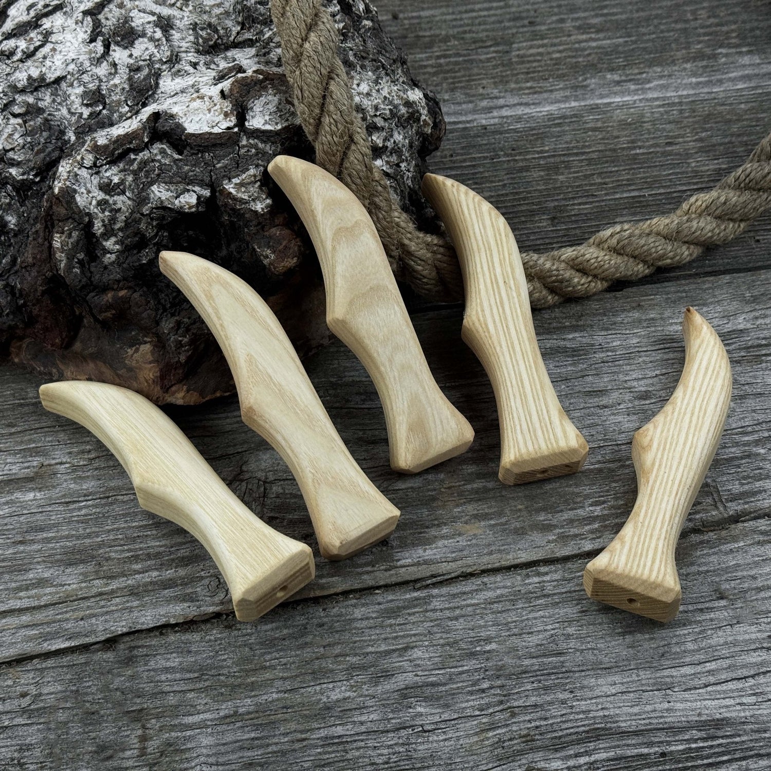 Set of 5 Ash Wood Knife Handles