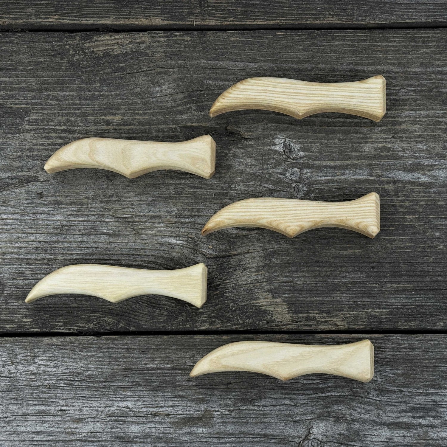 Set of 5 Ash Wood Knife Handles