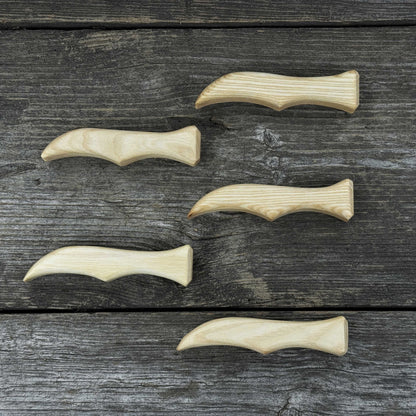 Set of 5 Ash Wood Knife Handles
