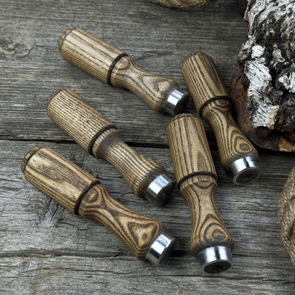 Set of 5 Ash Wood Tool Handles with Aluminum Rings