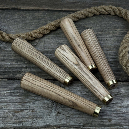 Set of 5 Tapered Ash Wood Handles with Brass Rings