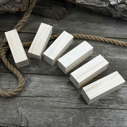 Set of 6 Large Linden Wood Carving Blanks