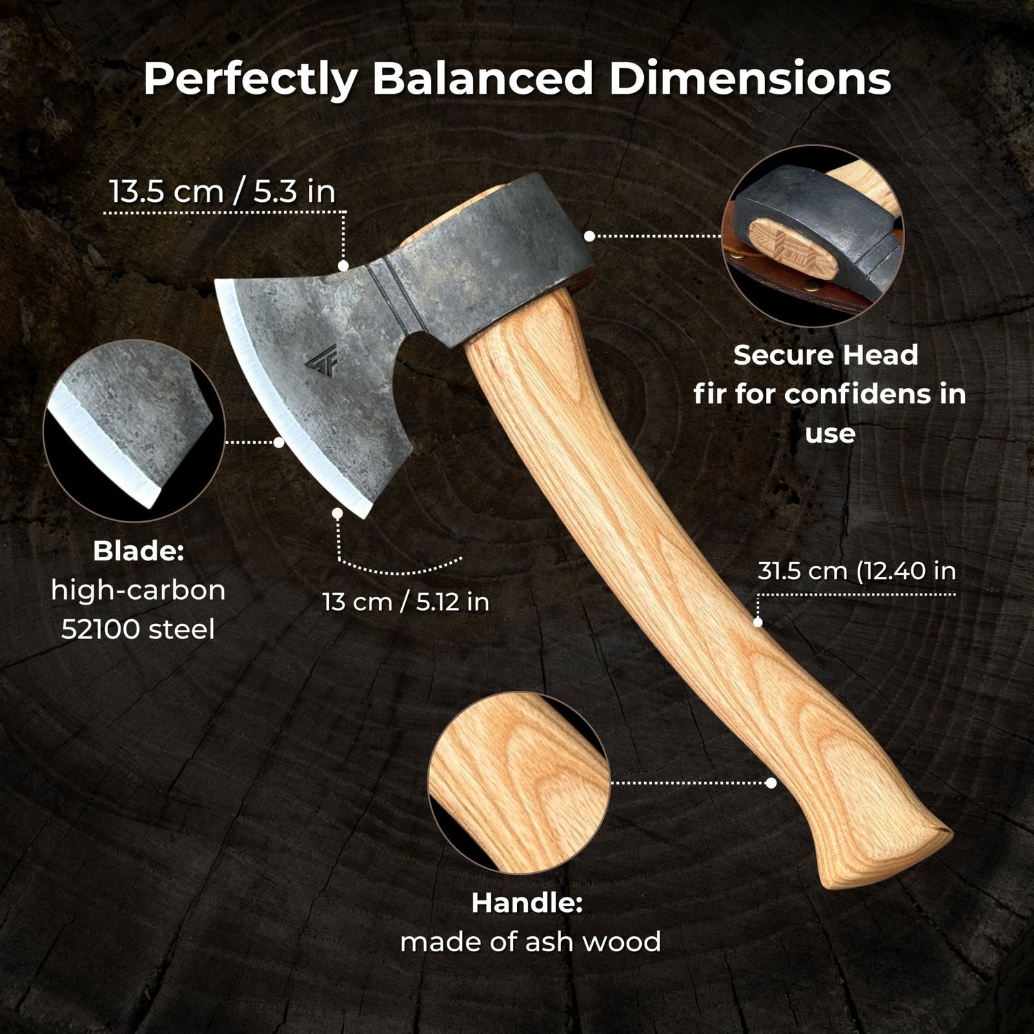 Small Carving Axe, 0.65 kg (1.43 lb)