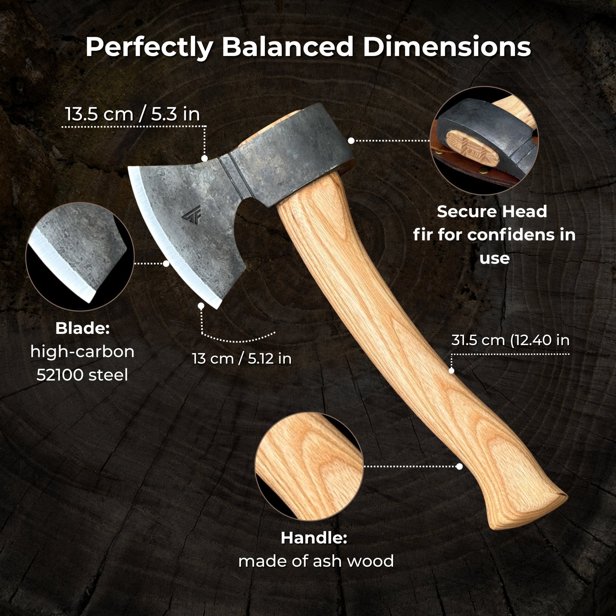 Small Carving Axe, 0.65 kg (1.43 lb)