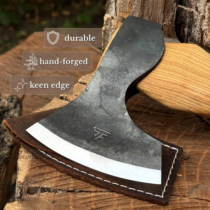 Small Carving Axe with Leather Sheath, 0.47 kg (1 lb)