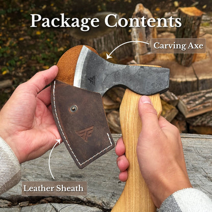 Small Carving Axe with Leather Sheath, 0.47 kg (1 lb)