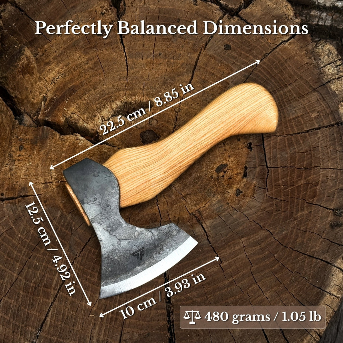 Small Carving Axe with Leather Sheath, 0.47 kg (1 lb)