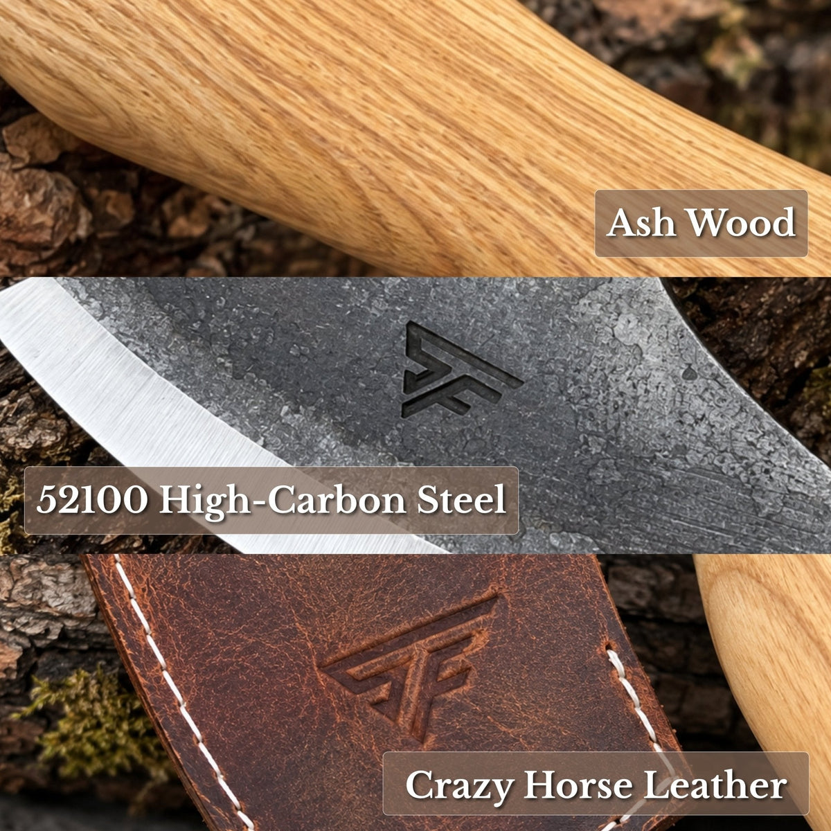 Small Carving Axe with Leather Sheath, 0.47 kg (1 lb)