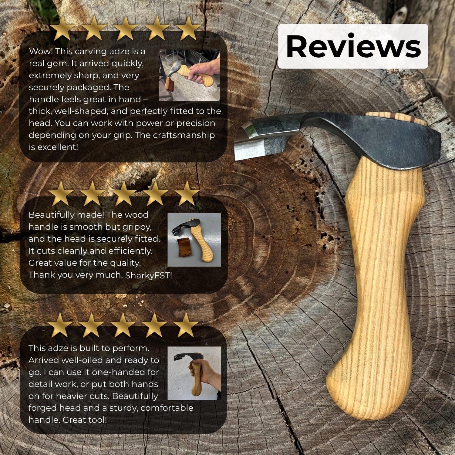 Small Kuksa Adze with Deep Curved (Round) Blade, 4.5 cm (1.8 in)