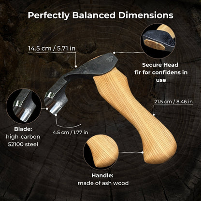 Small Kuksa Adze with Deep Curved (Round) Blade, 4.5 cm (1.8 in)