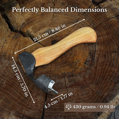 Small Kuksa Adze with Deep Curved (Round) Blade, 4.5 cm (1.8 in)