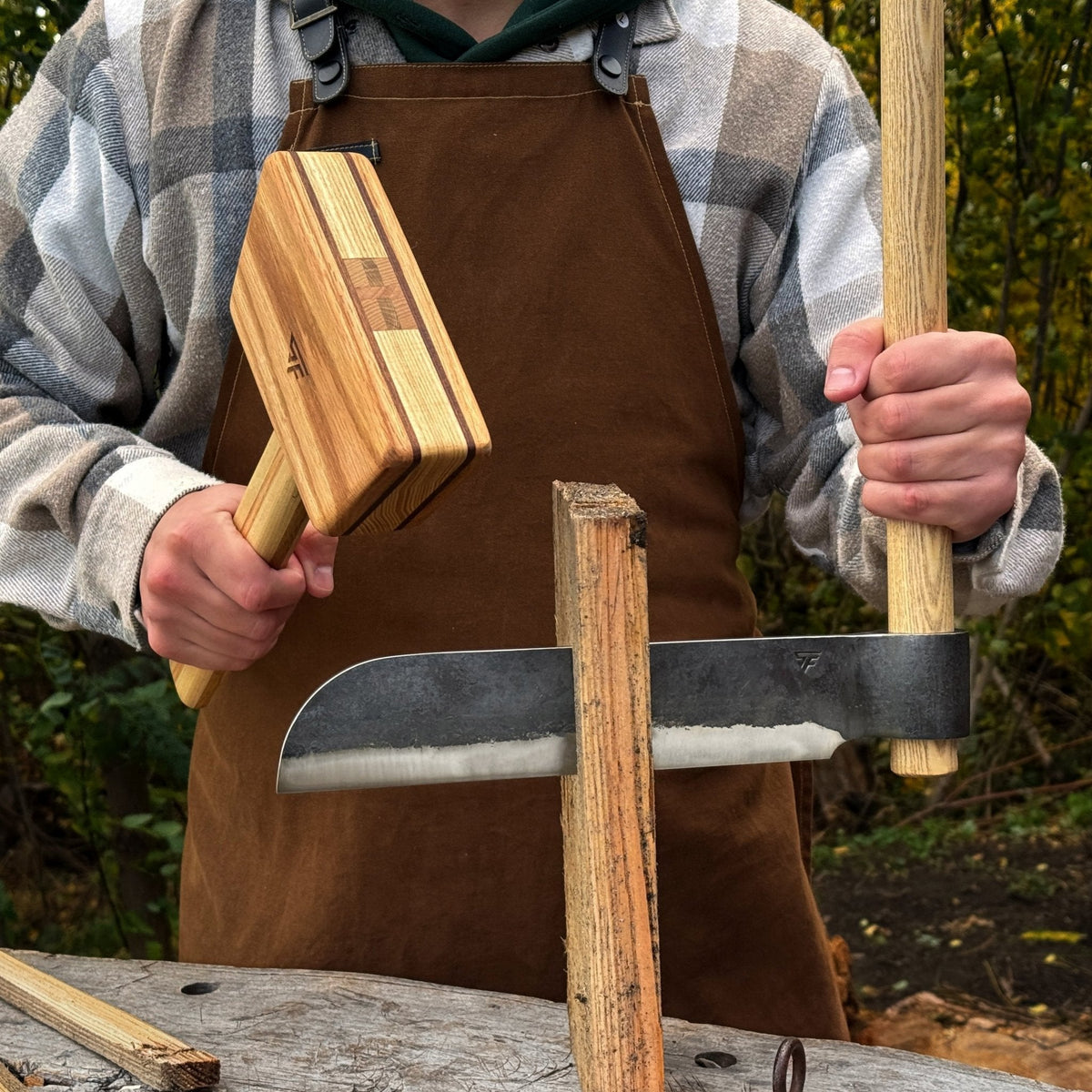 Splitting Froe with Wooden Mallet