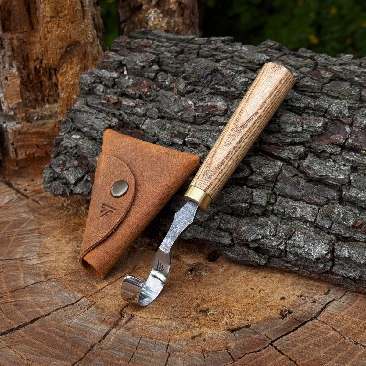 Spoon Carving Hook Knife, ⌀3 cm (1.2 inches) with Leather Case