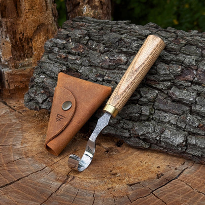 Spoon Carving Hook Knife, ⌀3 cm (1.2 inches) with Leather Case