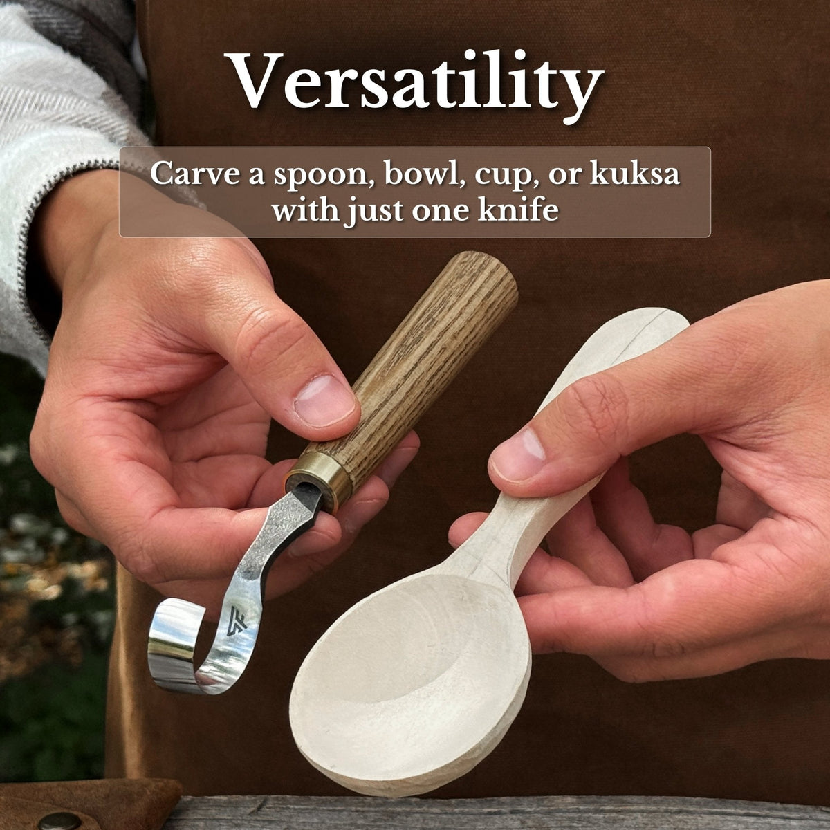 Spoon Carving Hook Knife, ⌀3 cm (1.2 inches) with Leather Case