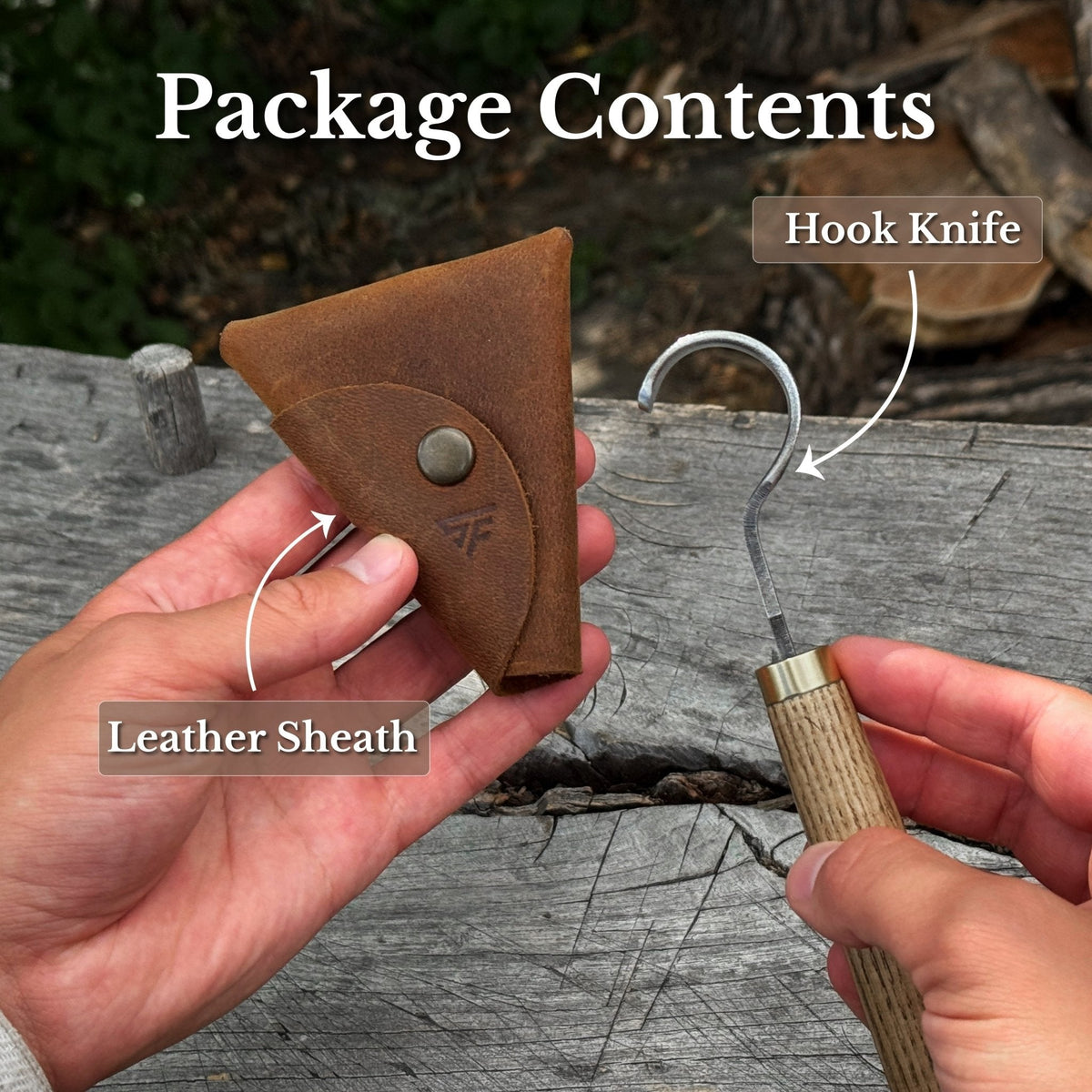 Spoon Carving Hook Knife, ⌀3 cm (1.2 inches) with Leather Case