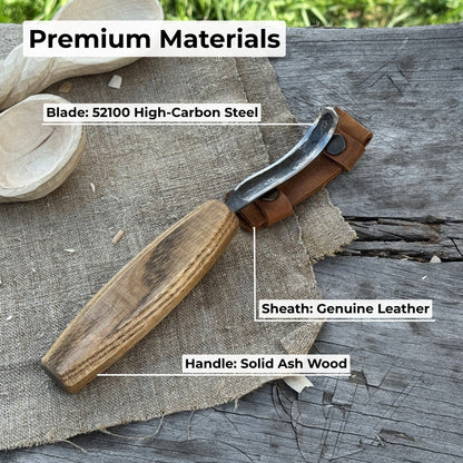 Spoon Carving Hook Knife – Long Curved Blade 7 cm (2.7 inches)
