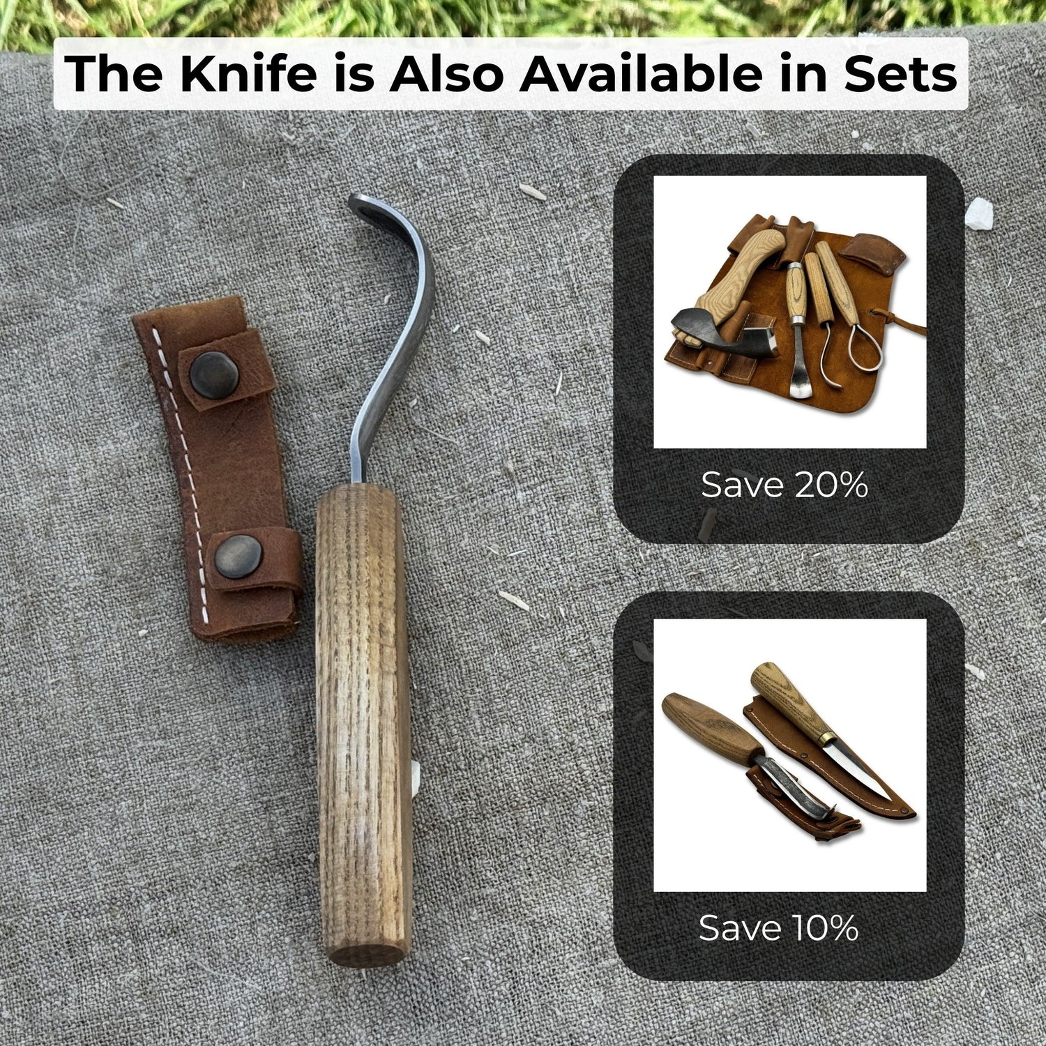 Spoon Carving Hook Knife – Long Curved Blade 7 cm (2.7 inches)