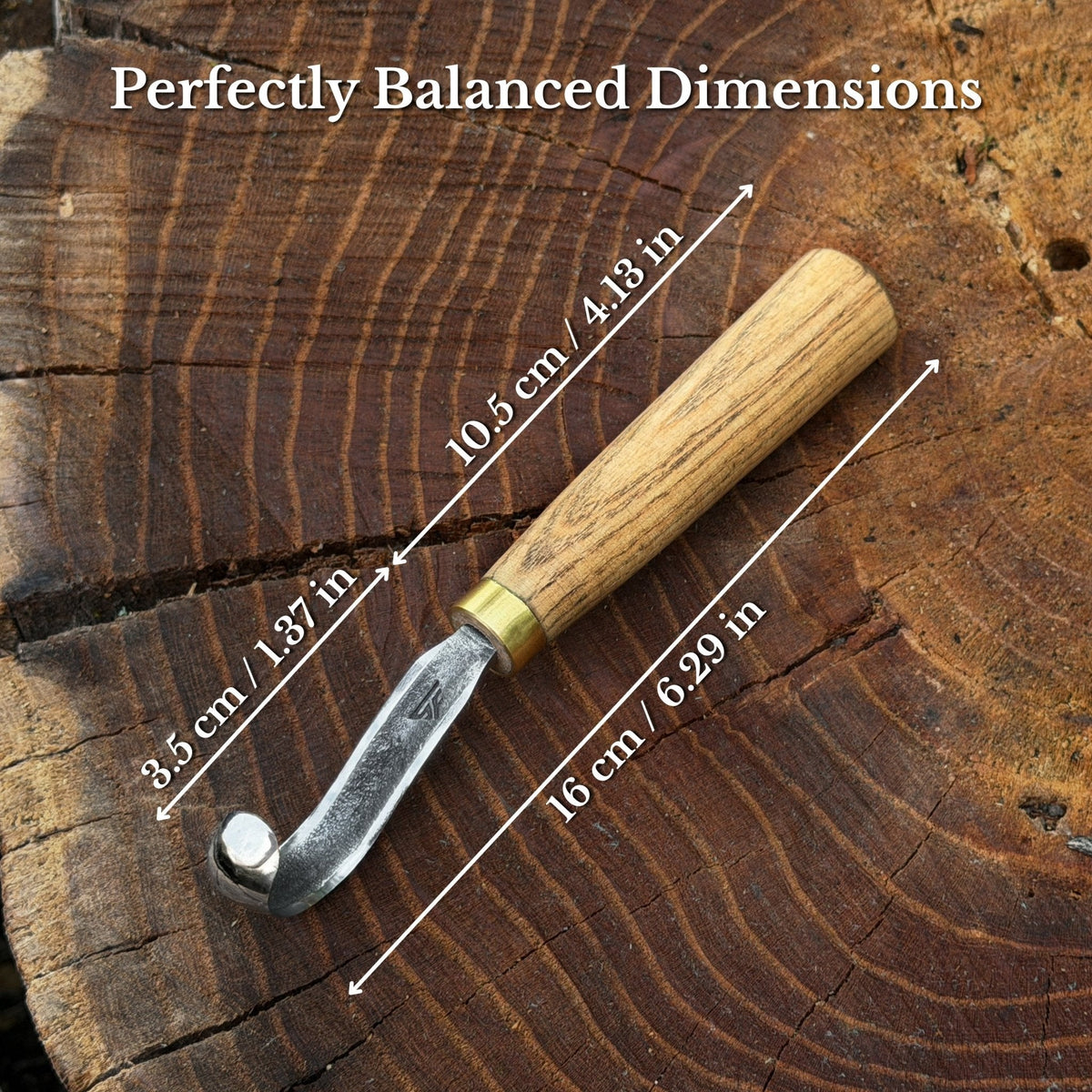 Spoon Carving Hook Knife with Leather Sheath, Blade 3.5 cm (1.38 inches)