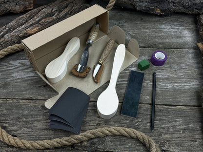 Spoon Carving Kit – Complete Starter Set with Wood, Tools &amp; Accessories – Perfect Gift for Beginners &amp; Hobbyists