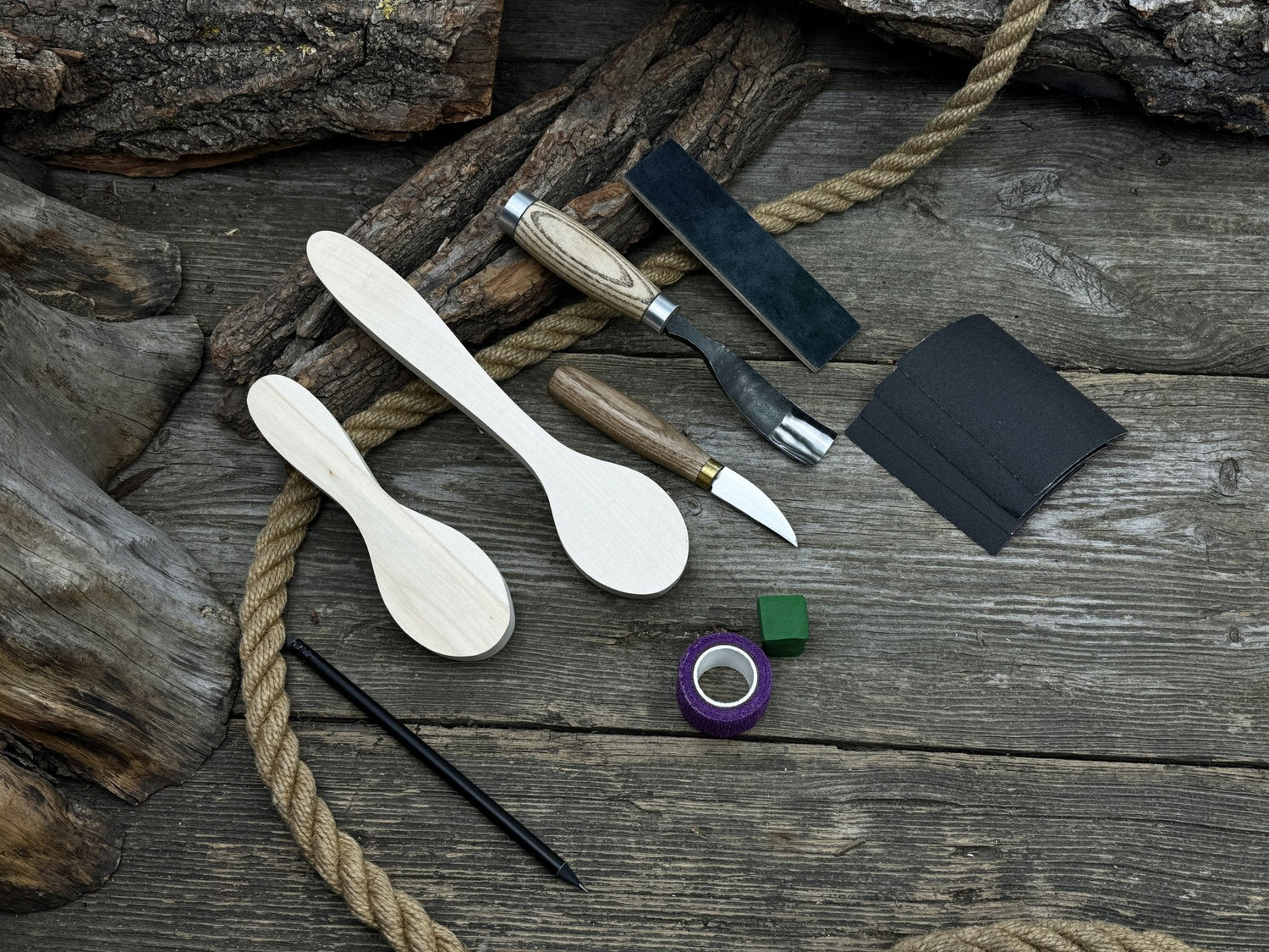 Spoon Carving Kit – Complete Starter Set with Wood, Tools &amp; Accessories – Perfect Gift for Beginners &amp; Hobbyists