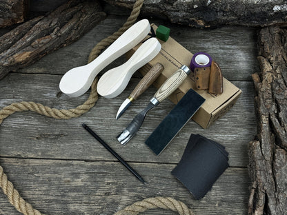 Spoon Carving Kit – Complete Starter Set with Wood, Tools &amp; Accessories – Perfect Gift for Beginners &amp; Hobbyists