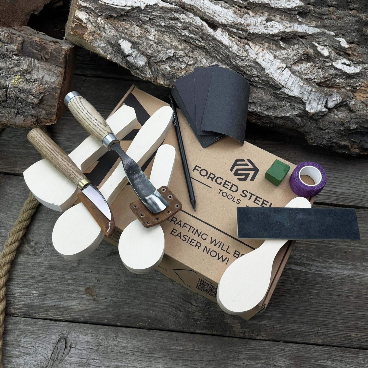 Spoon Carving Kit – DIY Wood Carving Set with Tools &amp; Spoon Blanks for Starters