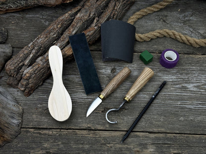 Spoon Carving Kit – Full Carving Set with Safety Tape &amp; Polishing Tools