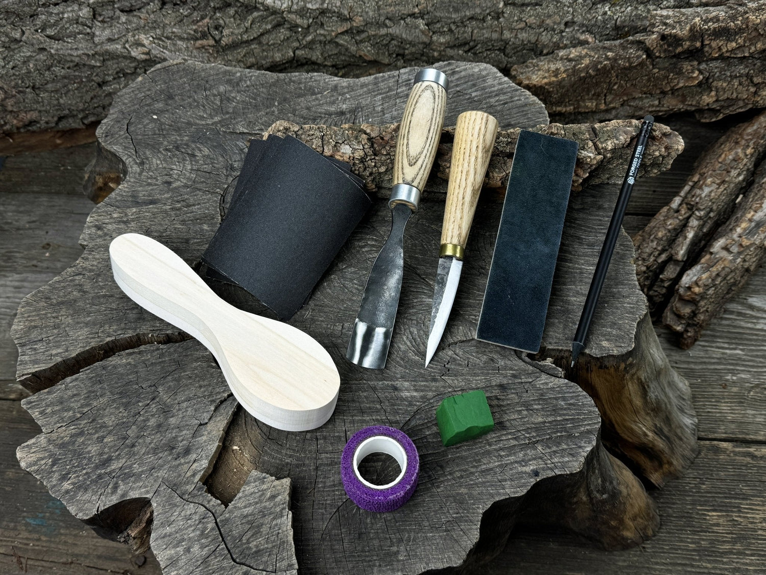 Spoon Carving Kit – Whittling Kit for Beginners with Sharpened Tools &amp; Practice Wood