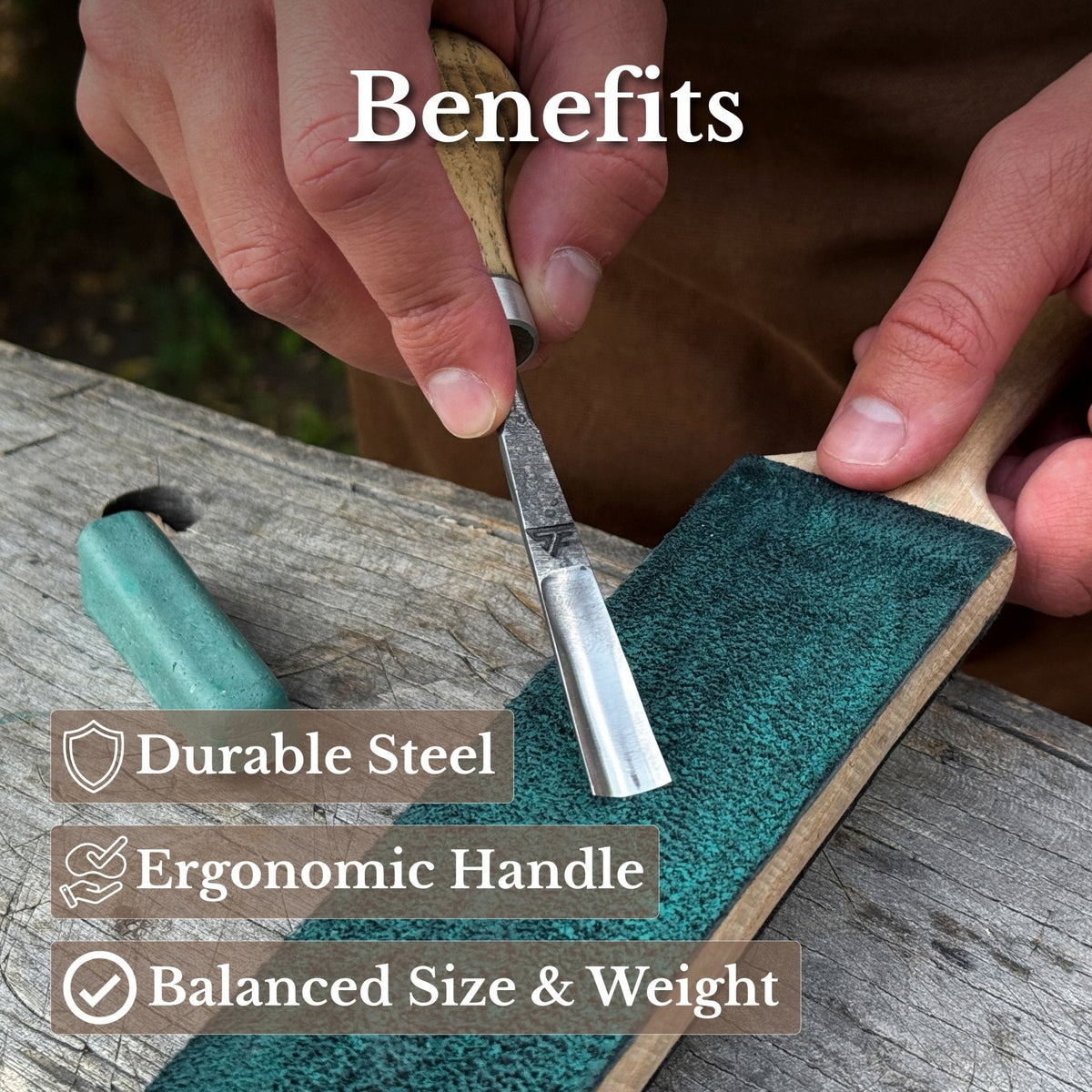 Straight Carving Gouge with Palm Handle, 5-12 mm / 0.20-0.47 in