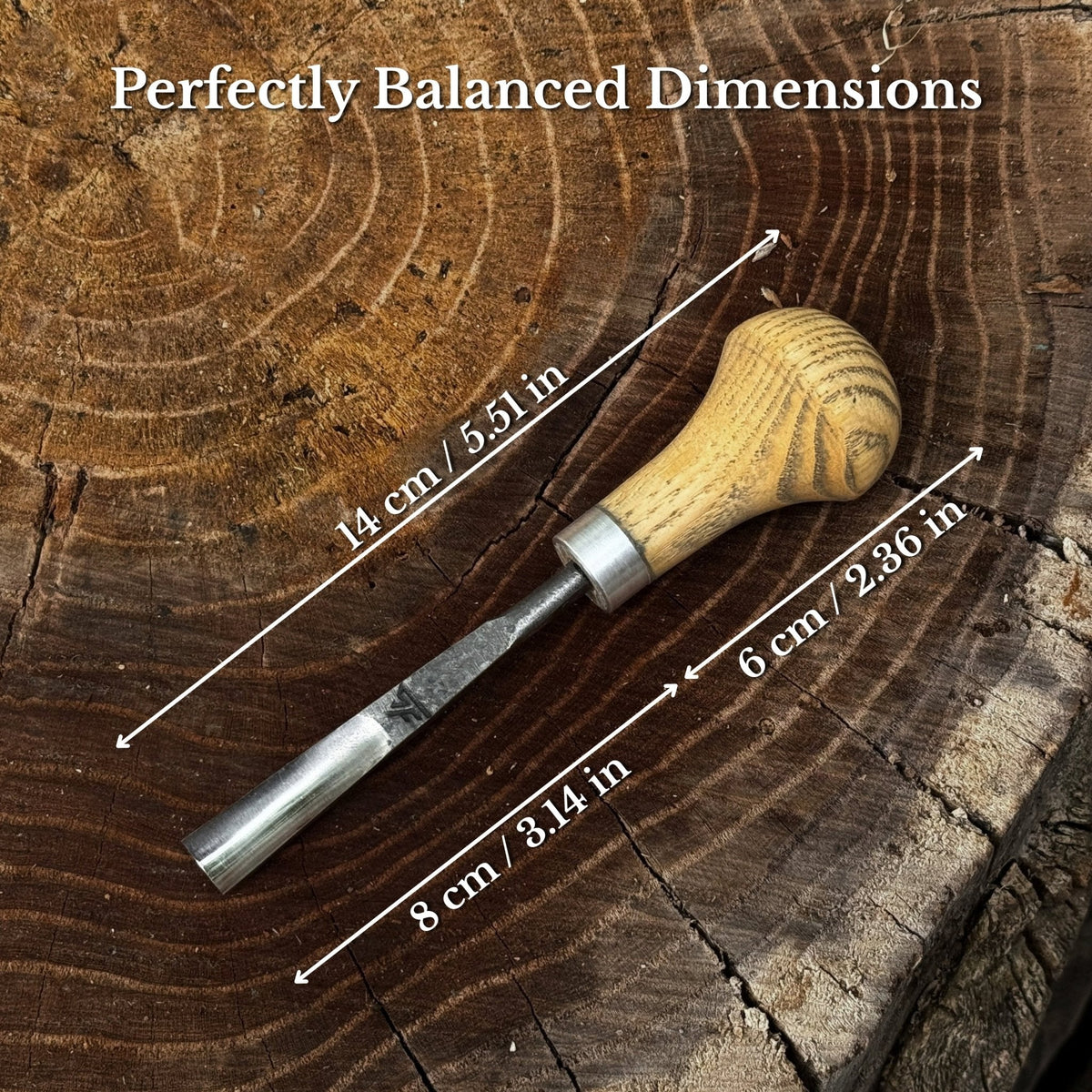 Straight Carving Gouge with Palm Handle, 5-12 mm / 0.20-0.47 in