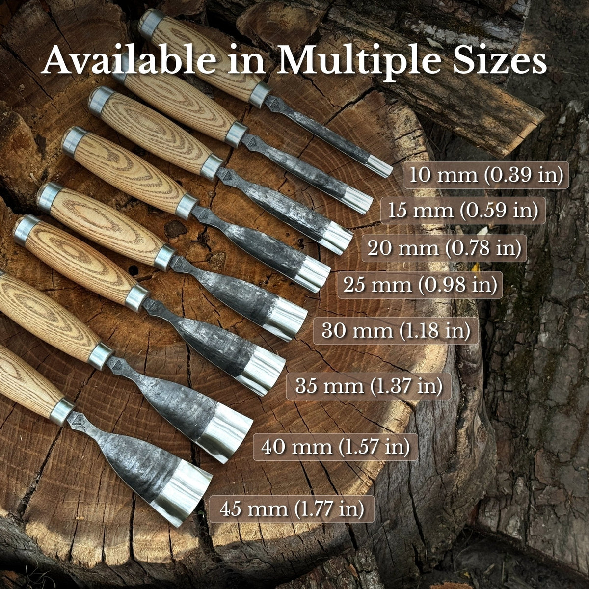 Straight Gouge (Rounded Chisel), 10 - 45 mm (0.4 - 1.8 inches)