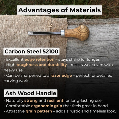 V-Parting Chisel 60 Degree with Palm Handle, 6 mm (0.24 inches)
